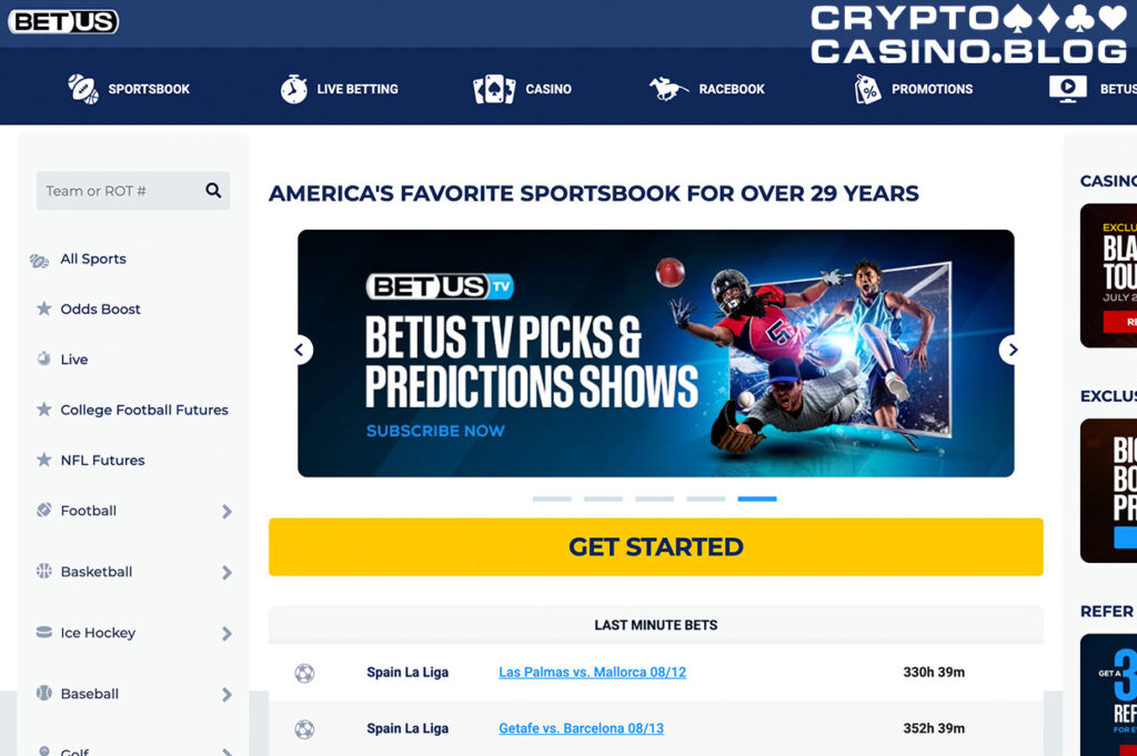 Bet US Homepage Crypto Casino Blog Review