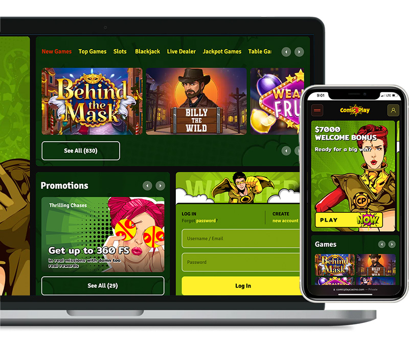 Comic Play Casino Home Page